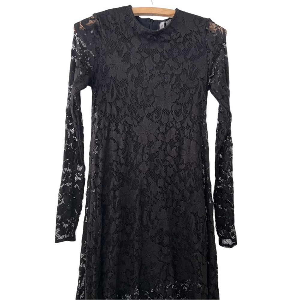 Divided Black Floral Lace Long Sleeve Dress Size XS